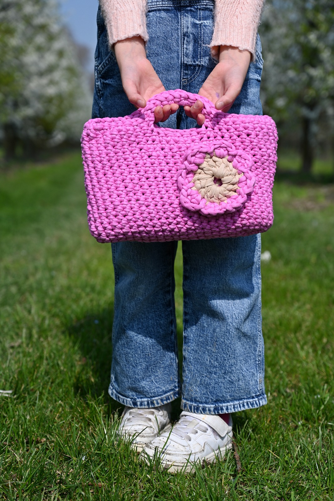 Borsa Rosa con Fiore
