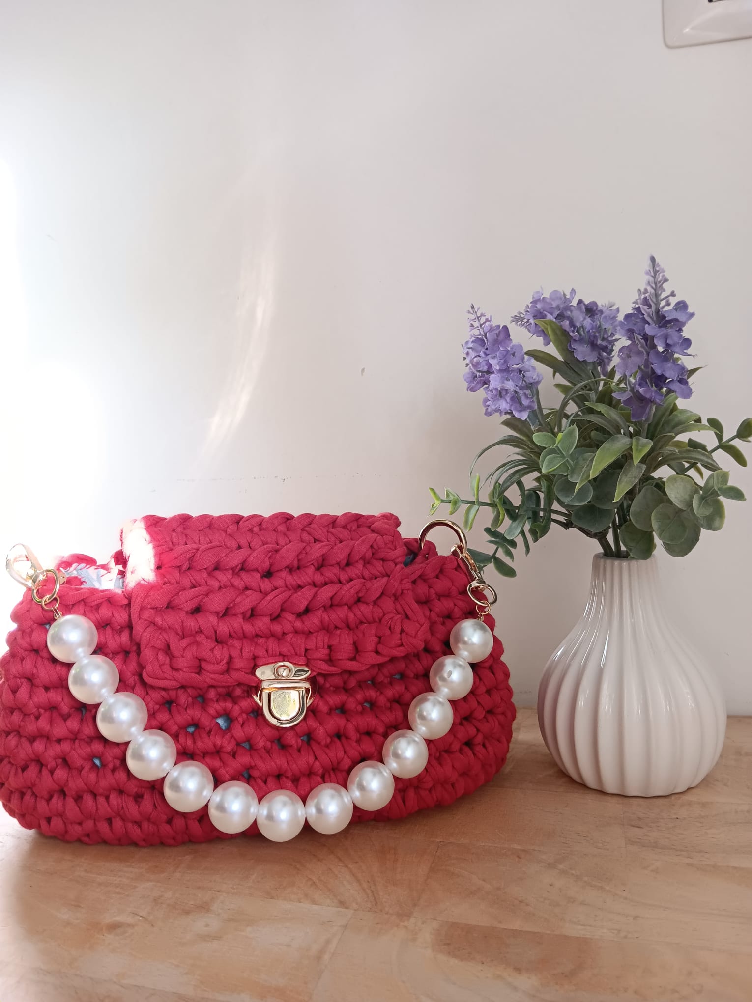 Borsa Rosa con Perle